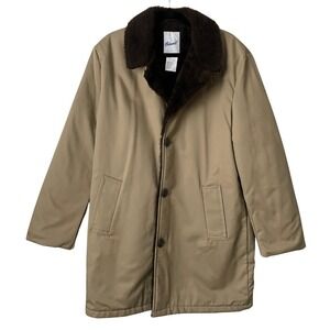 Vintage Haband Coat Mens Small Chore Faux‎ Teddy Fur Lined USA 80sTan Fur Lined